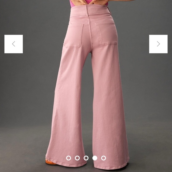 Anthropologie Pilcro High-Rise Wide-Leg Trouser Jeans Pink Size 26 - Picture 6 of 16